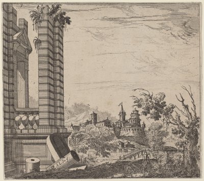 Landscape with Ruins by Antonio Francesco Lucini