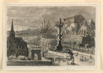 Stage Design, Agglomeration of Various Buildings by Antonio Giuseppe Basoli
