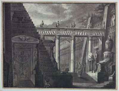 Stage Design, Courtyard of an Egyptian Temple by Antonio Giuseppe Basoli
