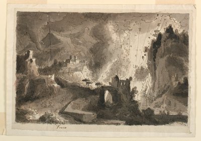 Stage Design, Town Burning by Antonio Giuseppe Basoli