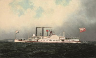 The Hudson River Day Line Steamboat Armenia Passing Fort Lafayette, New York Harbor by Antonio Jacobsen