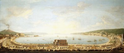A Panoramic View of the Bay of Naples, with the Royal Procession to Piedigrotta by Antonio Joli