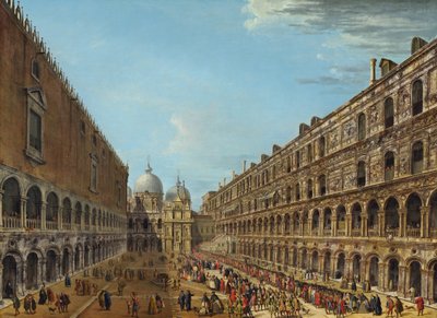 Procession in the Courtyard of the Ducal Palace, Venice, 1742 or after by Antonio Joli