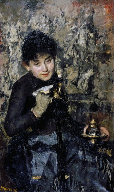 Woman with inkwell by Antonio Mancini