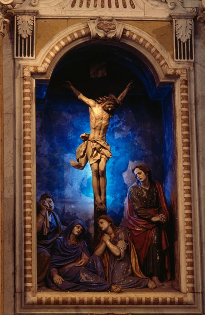 Crucifixion, by Anton Maria Maragliano, Crucifix Chapel, Shrine of Our Lady of Acquasanta, Acquasanta, Genoa, Liguria, Italy by Antonio Maria Maragliano