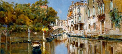 Canal in Venice in Sunshine by Antonio Maria de Reyna Manescau