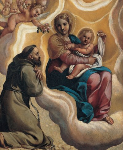 Madonna with the Child and Saint Francis, 1605 by Antonio Marziale Carracci