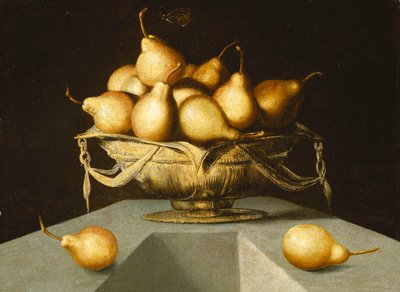 Pears in a Bowl on a Stone Plinth by Antonio Mohedano