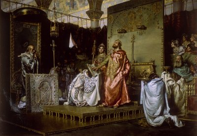 Conversion of Reccared to Catholicism at the Council III of Toledo by Antonio Munoz Degrain