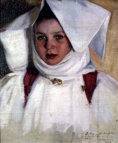 Girl in a White Dress and Cap by Antonio Ortiz Echague