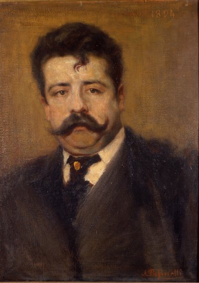 Portrait of Ruggero Leoncavallo, Italian composer (1858 to 1919) (Painting by Antonio Pasinetti, 1894) by Antonio Pasinetti
