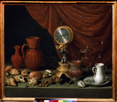 Still life with a clock by Antonio Pereda y Salgado