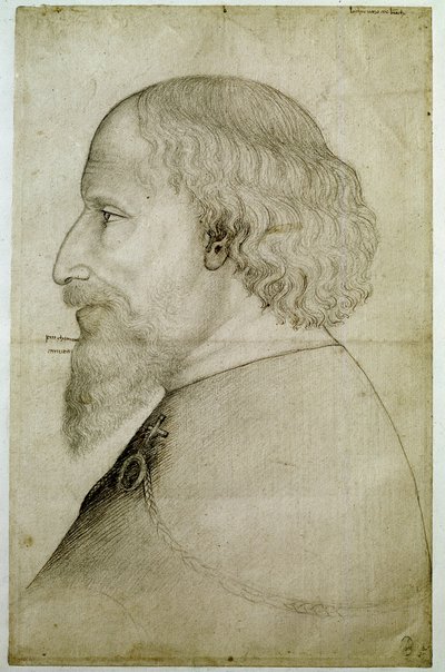 Emperor Sigismond of Luxembourg (1368-1437), seen in bust, in profile to the left. Drawing by Antonio di Puccio Pisano dit Pisanello by Antonio Pisanello
