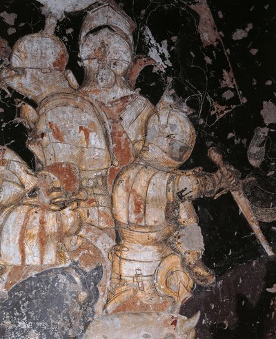 Tournament-Battle of Louvezerp, by Antonio Pisano known as Pisanello, Fresco, Detail, Palazzo Ducale, Mantua by Antonio Pisanello