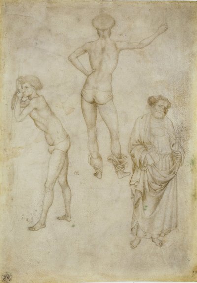 Two male figure studies and Saint Peter by Antonio Pisanello