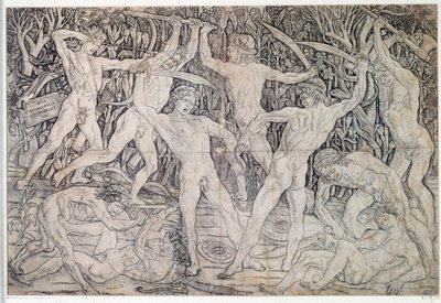 Fight of naked warriors by Antonio Pollaiuolo