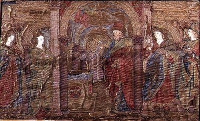 The Annunciation to Zacharias, tapestry depicting scenes from the life of St. John the Baptist by Antonio Pollaiuolo