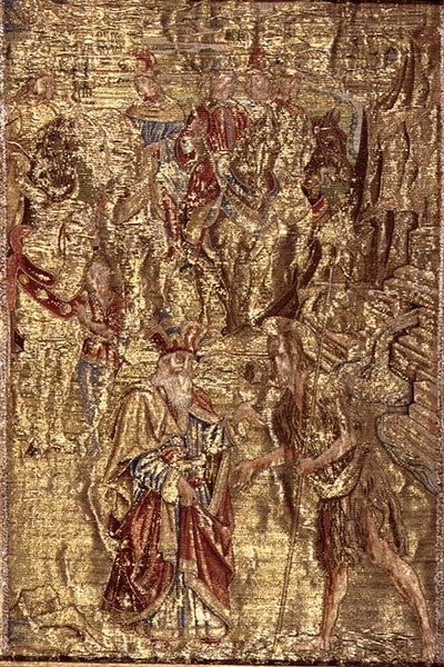 The Meeting Between St. John the Baptist and the High Priest, tapestry depicting scenes from the life of the saint by Antonio Pollaiuolo