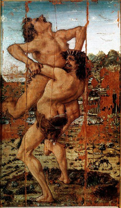 Heracles Lifting the Giant Antaeus by Antonio Pollaiuolo