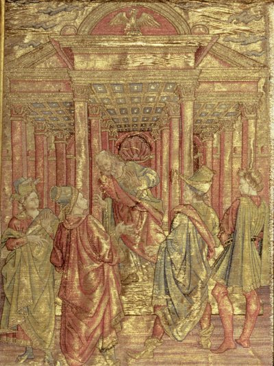 Zacharias Leaving the Temple, tapestry depicting scenes from the life of St. John the Baptist by Antonio Pollaiuolo