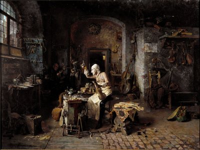 The Italian Luthier Antonio Stradivari in His Workshop by Antonio Rinaldi