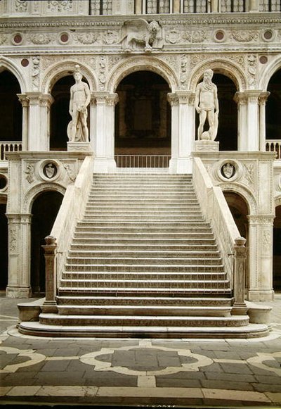 View of the Scala dei Giganti, designed by Antonio Rizzo with statues of Mars and Neptune by Jacopo Sansovino by Antonio Rizzo