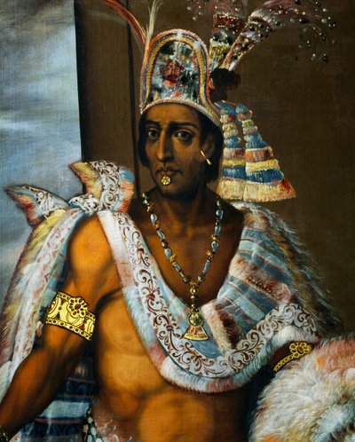 Portrait of Montezuma II Tecnochtitlan, last king of Aztecs by Antonio Rodríguez