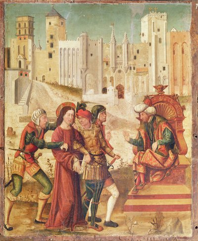 Christ before Herod, left panel from the Retable of the Passion, 1517-20 by Antonio Ronzen
