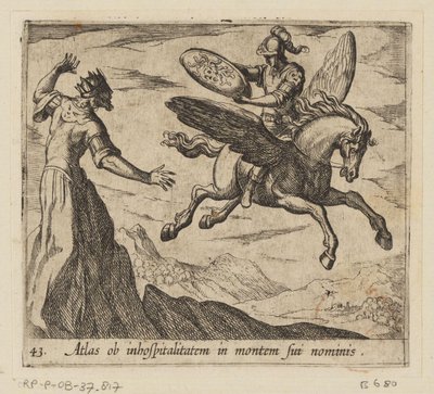 Atlas Transformed into a Mountain Metamorphoses of Ovid (series title) by Antonio Tempesta