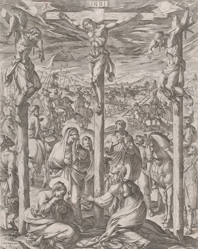 Christ Crucified Between the Two Thieves, the Three Marys at the Foot of the Cross by Antonio Tempesta