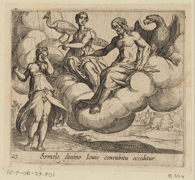 The Wish of Semele Semele divino Iovis concubitu occiditur (title on object) Metamorphoses of Ovid (series title) by Antonio Tempesta