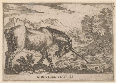A Unicorn Chasing Lizards from a Pond by Antonio Tempesta
