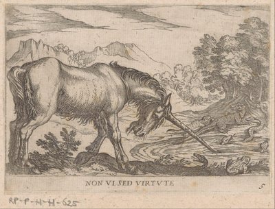 A Unicorn Chasing Lizards from a Pond by Antonio Tempesta