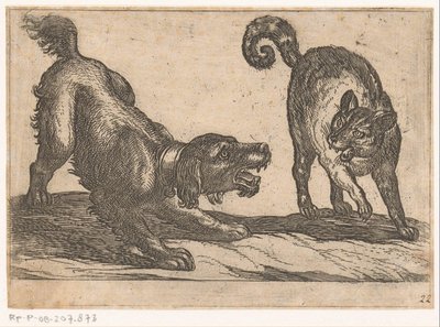 A Dog Fighting with a Cat (Fighting Animals) by Antonio Tempesta