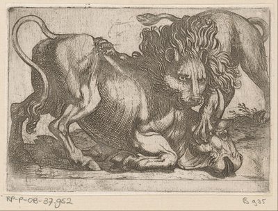 A Lion Attacking a Bull by Antonio Tempesta