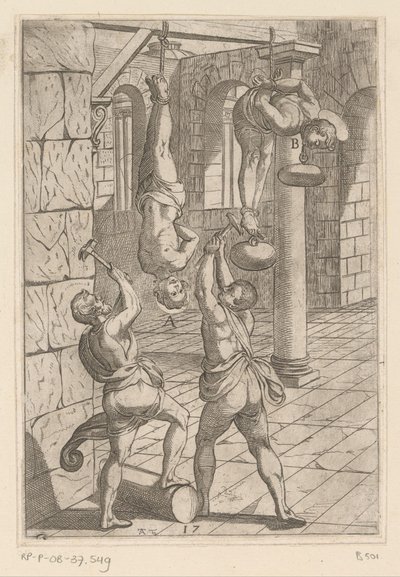 Torture with Hammers While Hanging by Antonio Tempesta