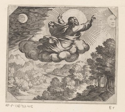 God Creates the Sun, the Moon, and the Stars by Antonio Tempesta