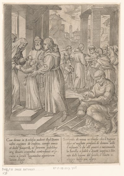H. Antonius Brings His Sister to the Nuns, The Life of Saint Anthony the Great (series title) by Antonio Tempesta