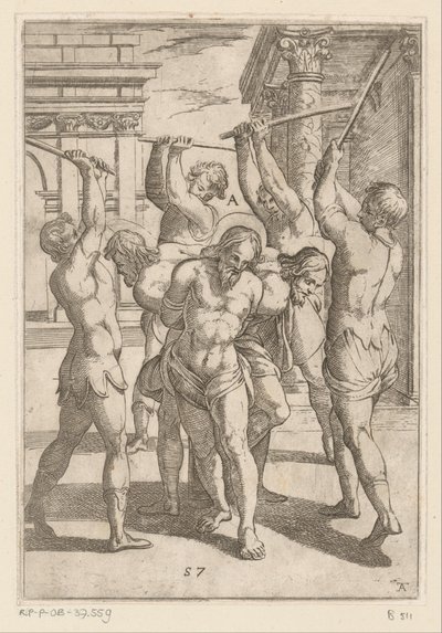 The Beating of Three Saints Bound Back to Back by Antonio Tempesta