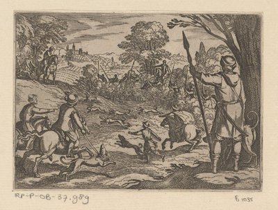 Hunting Rabbits with Men Hunting from the Bushes by Antonio Tempesta