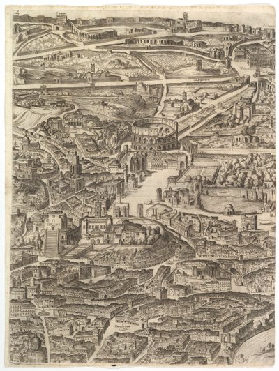 Plan of the City of Rome. Part 4 with the Santa Maria in Aracoeli, the Forum Romanum by Antonio Tempesta
