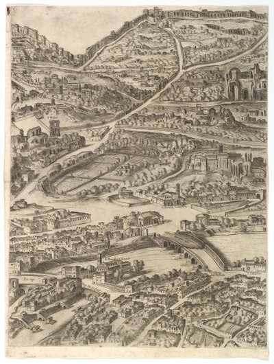 Plan of the City of Rome: Part 5 with the Baths of Caracalla, the Santa Sabina and Part of... by Antonio Tempesta