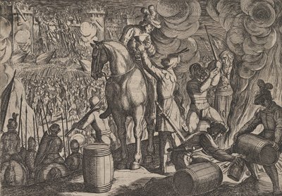 Attack on the Roman Fortress at Night, from The War of the Romans Against the Ba... by Antonio Tempesta