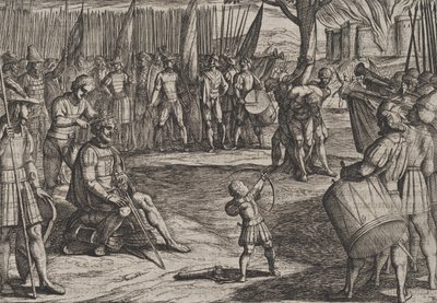 Plate 20: Civilis Having his Hair Cut, from The War of the Romans Against the Batavians, 1611 by Antonio Tempesta