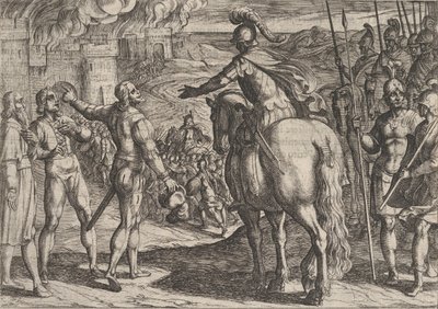 Plate 34: The Romans Burning the Dutch Countryside, from The War of the Romans Against the... by Antonio Tempesta