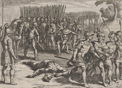 Plate 3: Claudius Civilis Arrested and his Brother Paulus Beheaded, from The War of the Romans by Antonio Tempesta