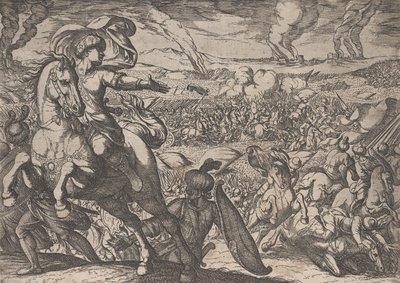 Plate 6: Darius Fleeing from the Battlefield, from The Deeds of Alexander the Great by Antonio Tempesta
