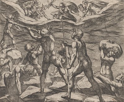 Plate 6: The Giants Attempting to Storm Olympus Gigantomachia, from Ovid