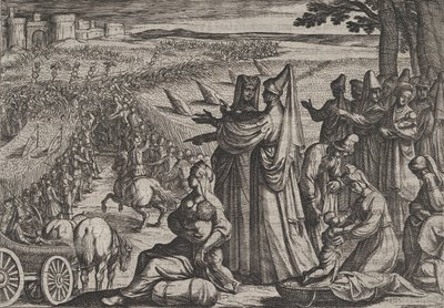 Plate 8: Women and Children Observe Civilis Battling the Romans, from The War of the Romans, 1611 by Antonio Tempesta