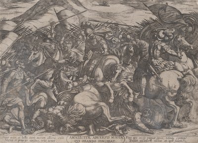Plate 9: The Israelites Battling the Amalekites by Antonio Tempesta